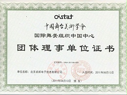 中國舞臺美術(shù)學會舞美組織中國團體理事單位證書